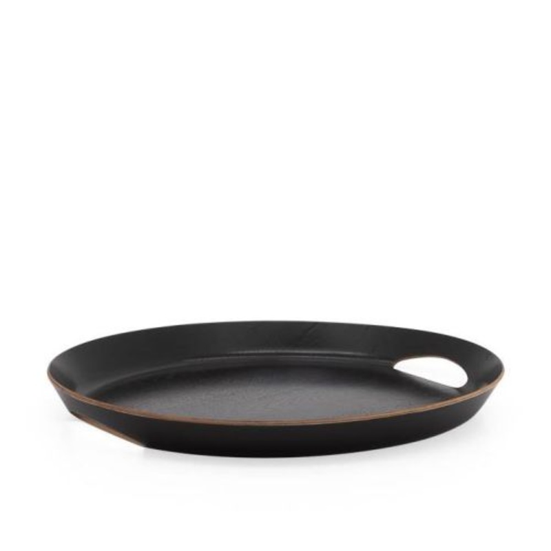 Torre & Tagus Kento Wenge 18X16 Oval Wooden Handle Tray