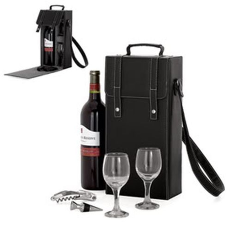 Torre & Tagus Wine Bar Gift Set In Faux Leather Case