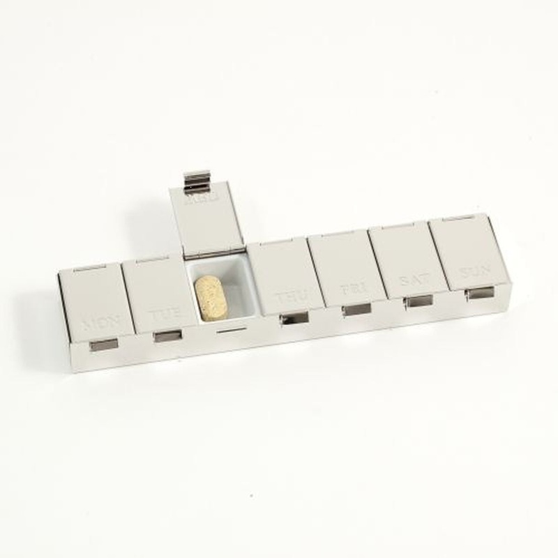 Chrome Plated & Plastic Lined Pill Box With Days Of The Week
