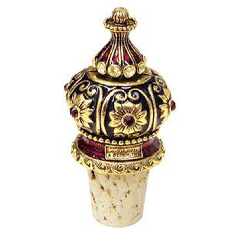 Enamel Floral Dome Winestopper With Aus/ Crystals