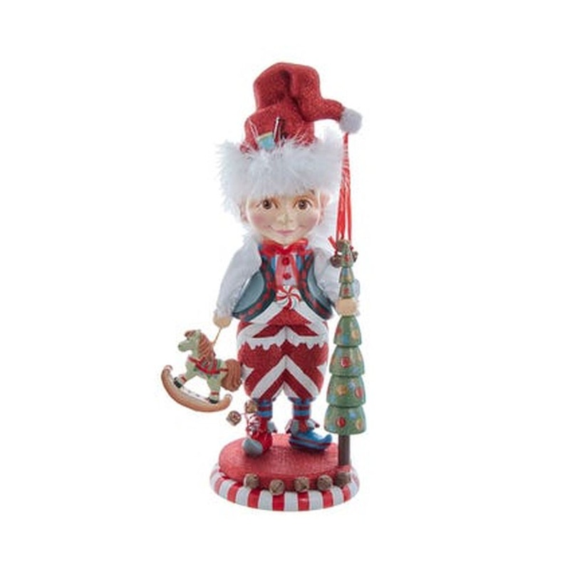 Kurt Adler 15 Hollywood Elf with Tree Nutcracker, White