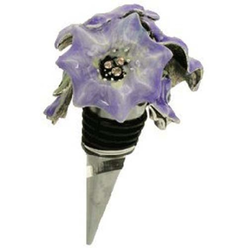Lavendar Trio Of Flowers Wine Stopper By Quest Gifts