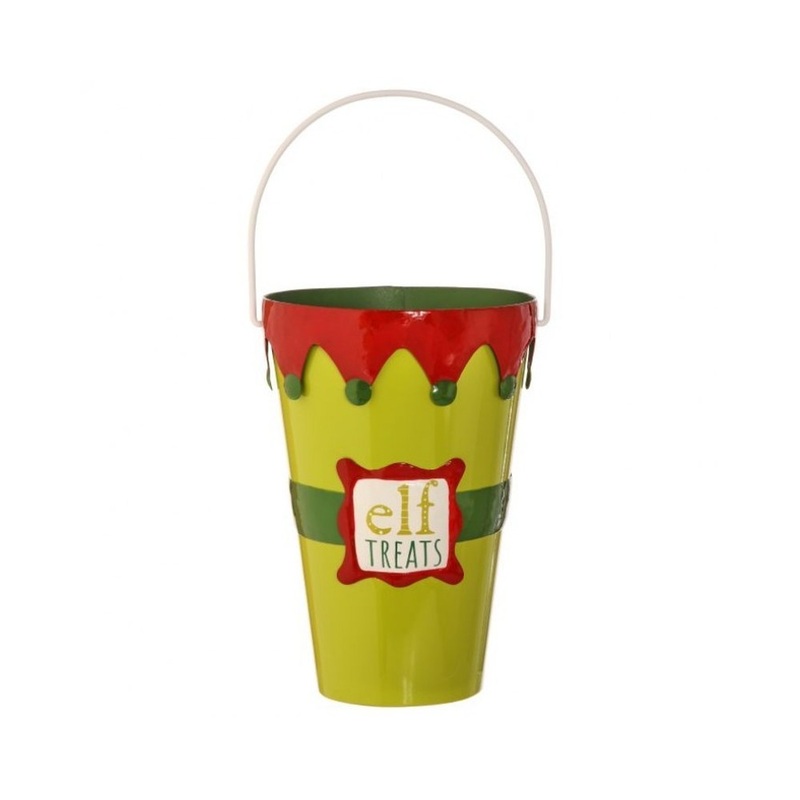 Regency International Elf Treats Pail with Handle, 12 inches, Apple Green Red