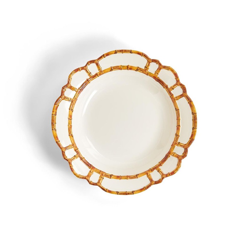 Two’s Company Bamboo Touch Serving/Centerpiece Bowl with Bamboo Rim Design