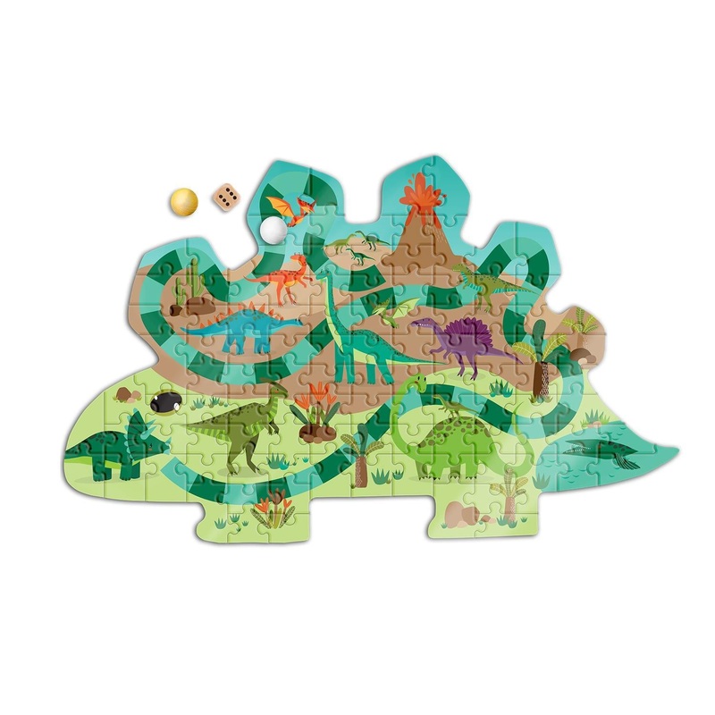 Two’s Company Play-Full Dinosaur Shape Puzzle Game In Suitcase Storage Box