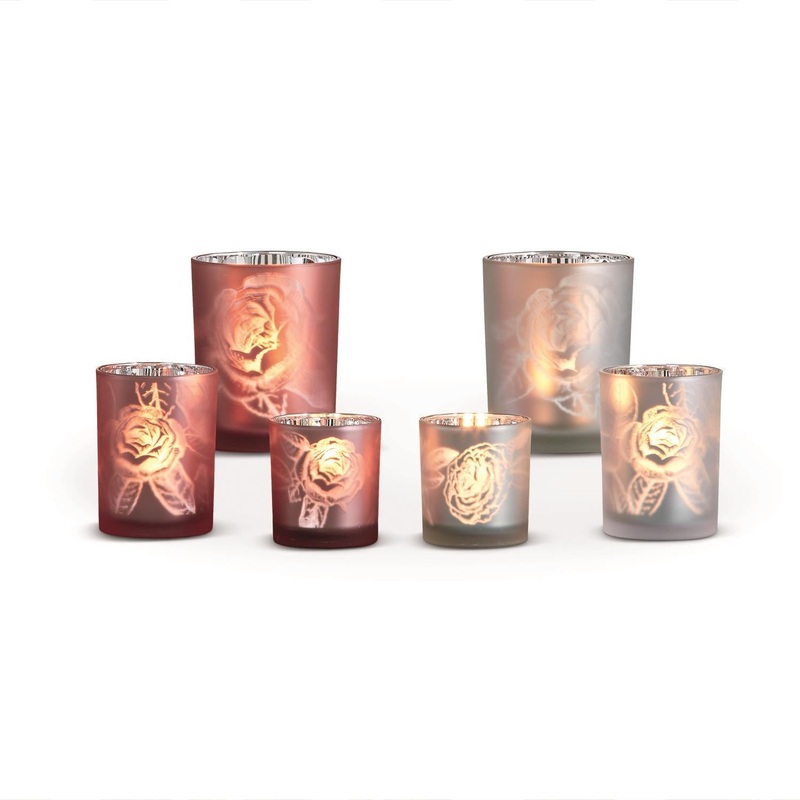 Two’s Company Rose Candleholders Set of 3 with 3 Sizes/Design Assorted 2 Colors