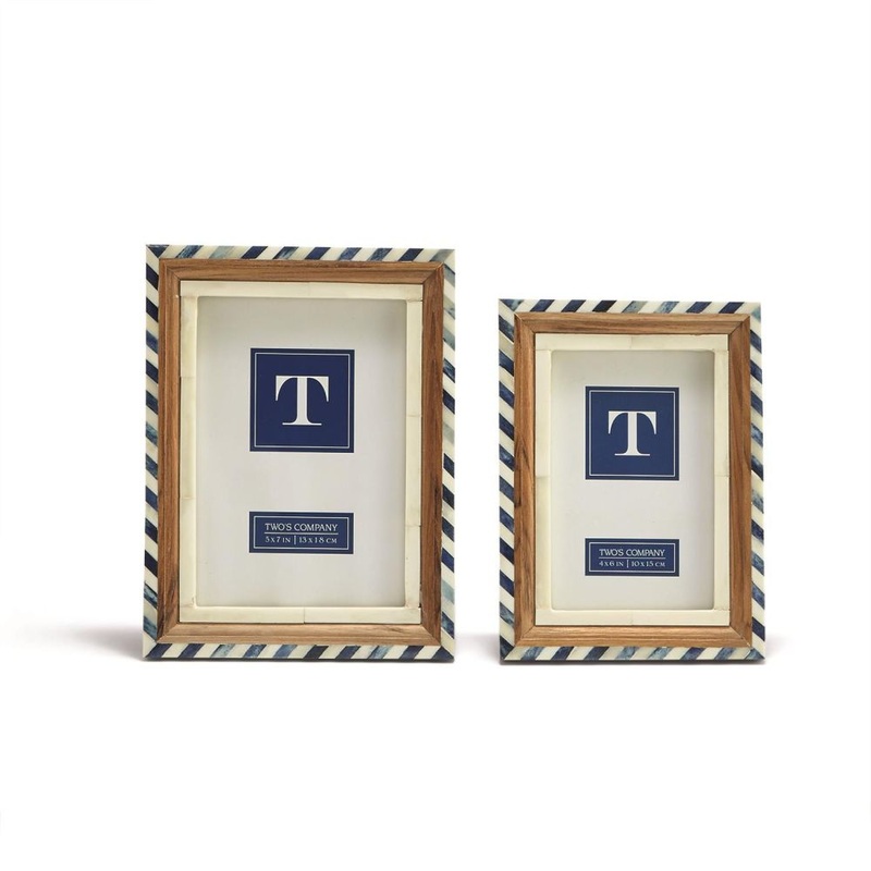 Two’s Company Set of 2 Blue And White Frames 4×6 and 5×7 inches