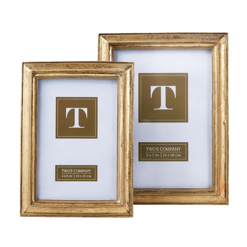 Two’s Company Set of 2 Gold Leaf Photo Frames