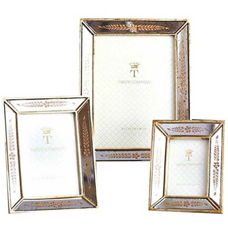 Two’s Company Verona Set of 3 Gold Leaf Mirror Photo Frames