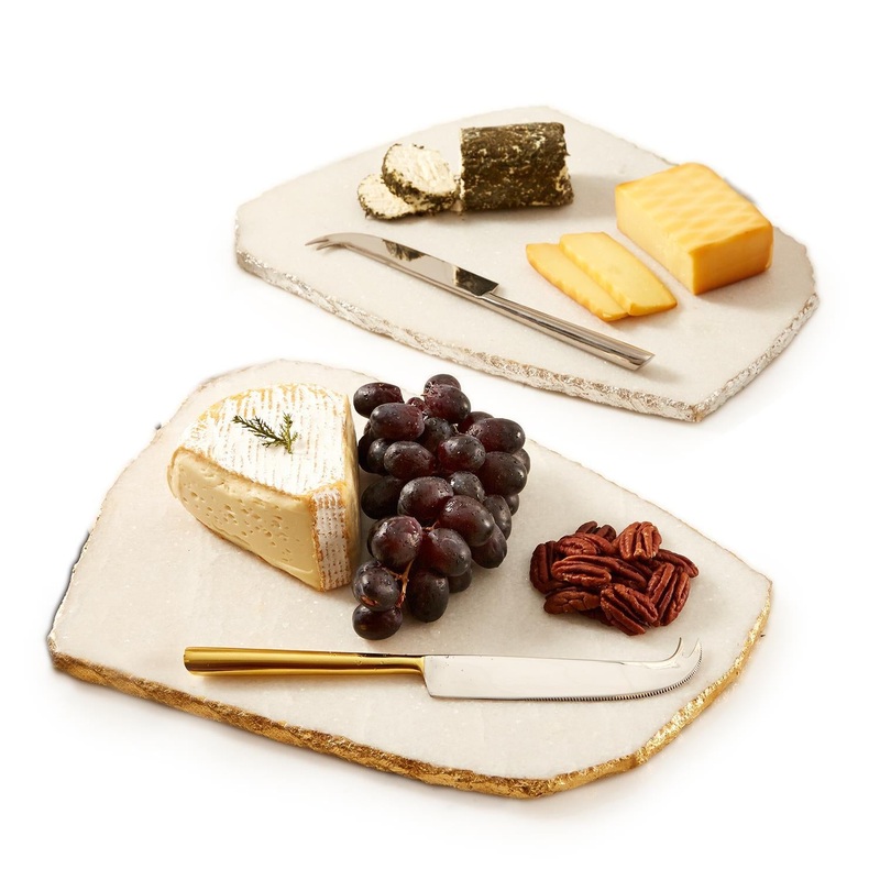 Two’s Company White Marble Cheese Set with Board and Knife in Assorted 2 Color