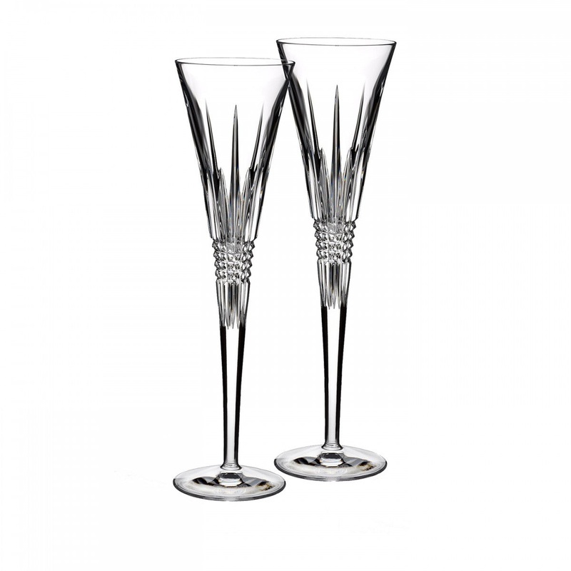 Waterford Lismore Diamond Toasting Flute, Pair