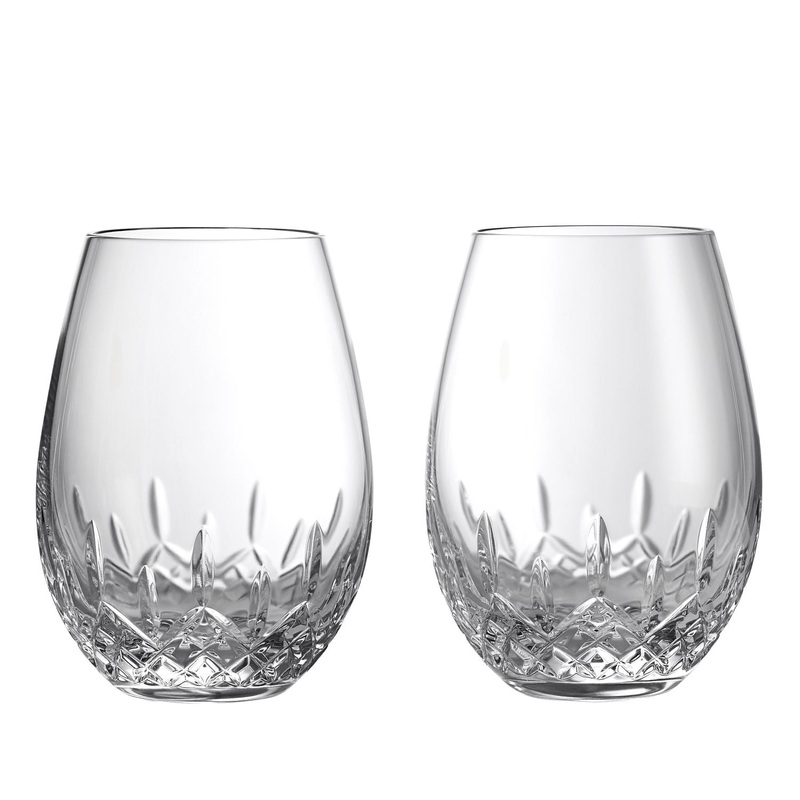 Waterford Lismore Essence Deep Red Stemless Wine Glass, Pair
