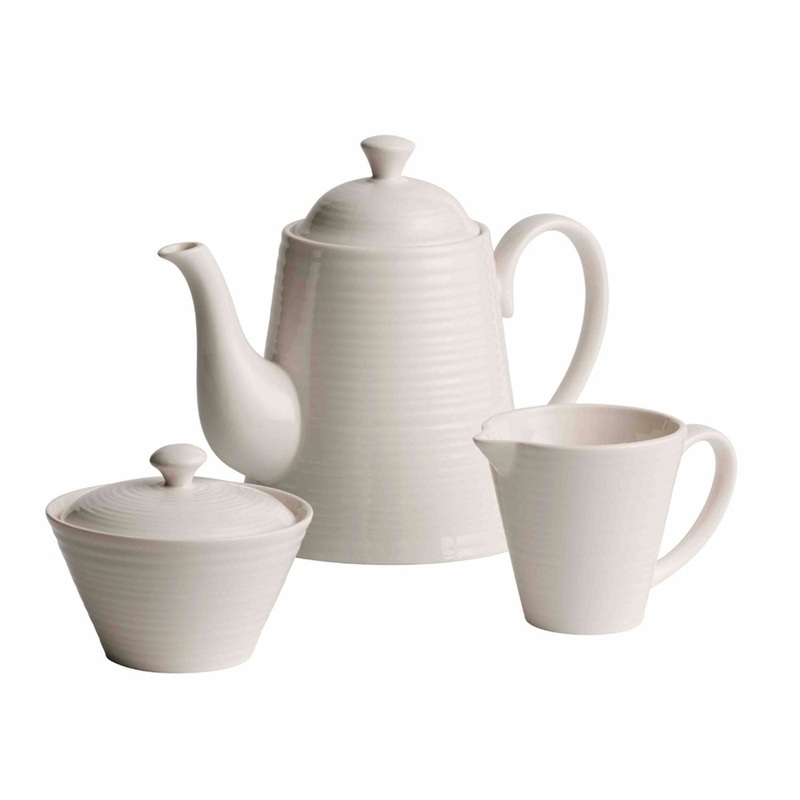Belleek Ripple Beverage Pot Cream & Sugar Set