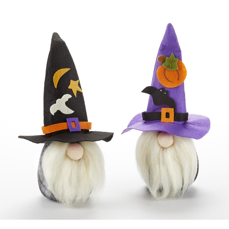Delton 10.2 Standing Witch Hat Gnome Figurine, 2 Assorted, Black