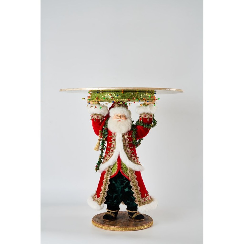 Katherine’s Collection 2022 All The Trimmings Santa Cake Plate, 18.5×21.75 Red