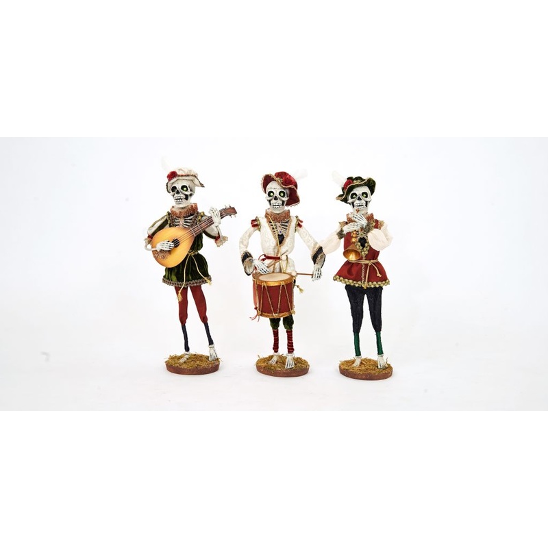 Katherine’s Collection 2022 Shakesfeare Minstrel Skeleton Trio Figure, Assorted of 3