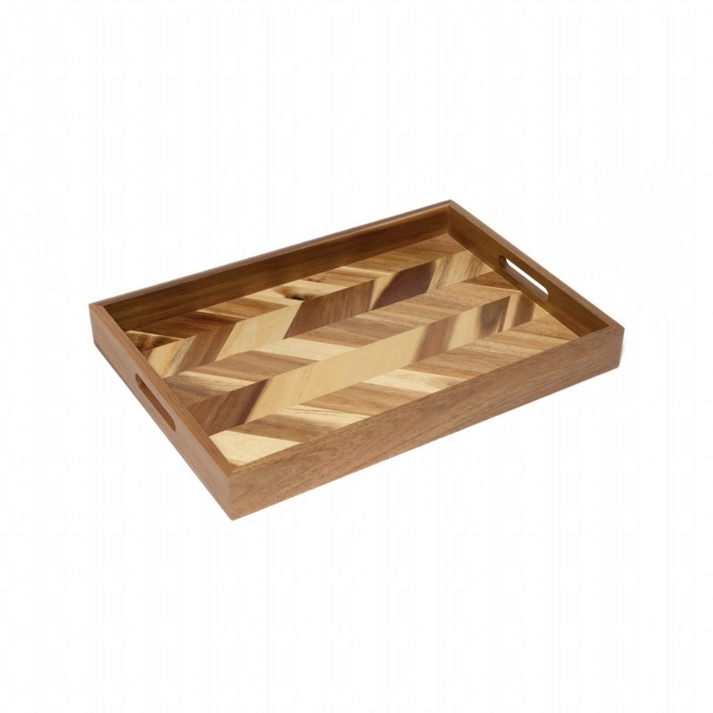 Lipper International Acacia Herringbone Serving Tray