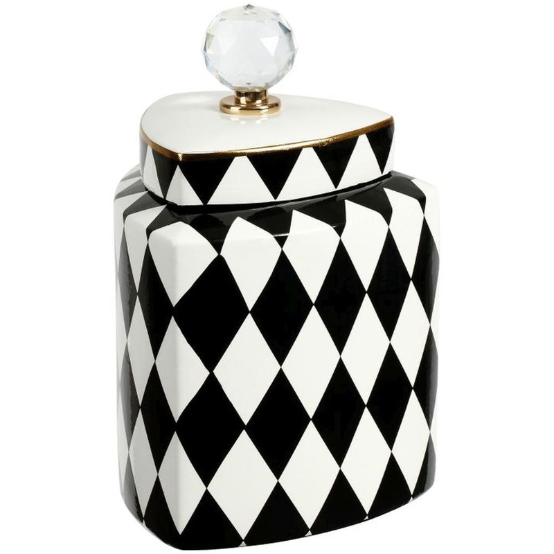 Mark Roberts Spring 2022 Harlequin Jar with Lid, Black/White