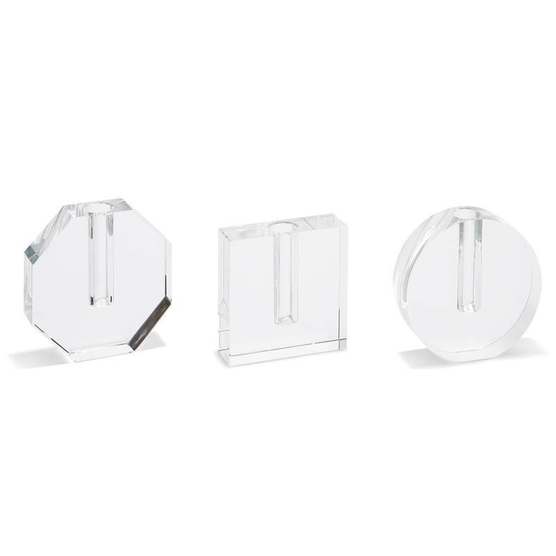 Two’s Company Crystal Bud Vases, Assorted 3 Shapes