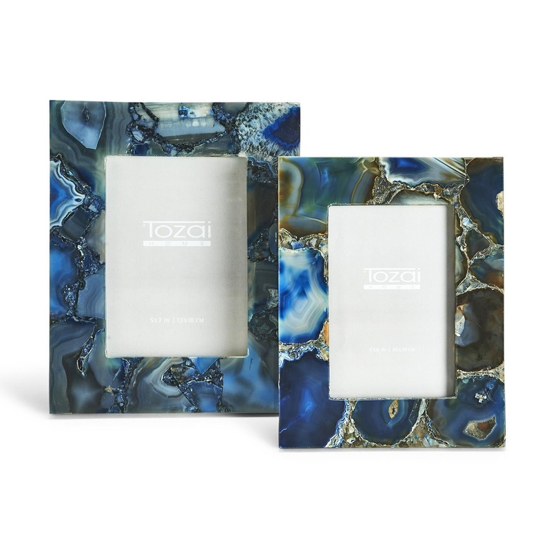 Two’s Company Genuine Blue Agate Photo Frames in Gift Box, Set of 2