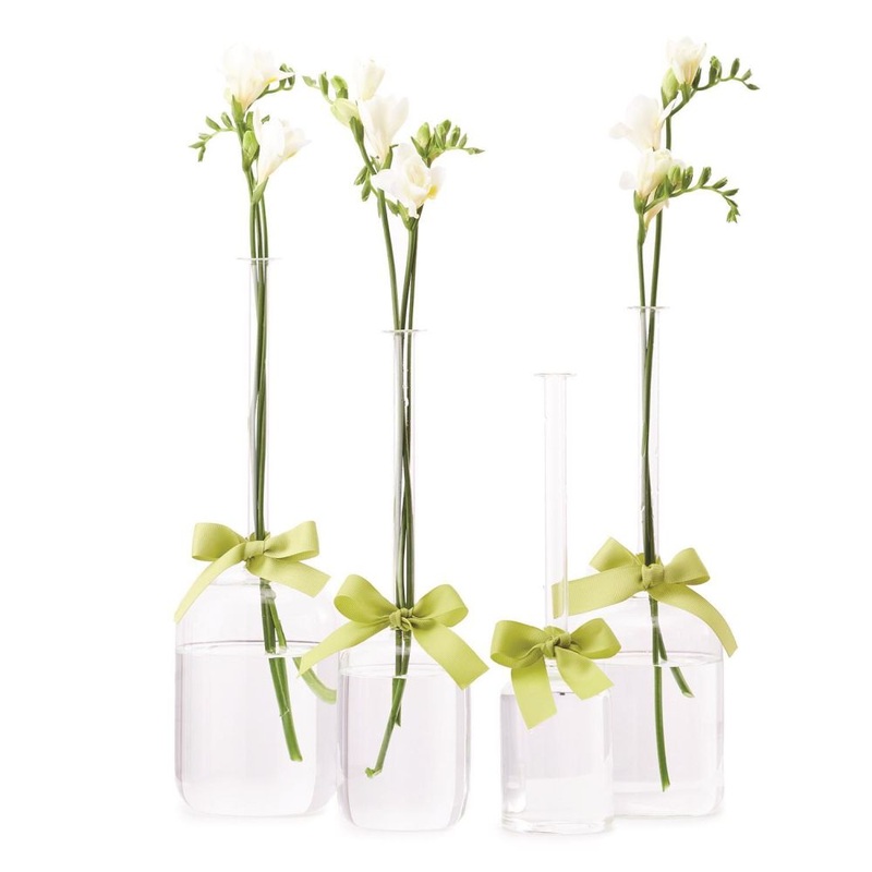 Two’s Company Jug Vases with Sage Green Ribbon, Set of 4 Includes 4 Sizes