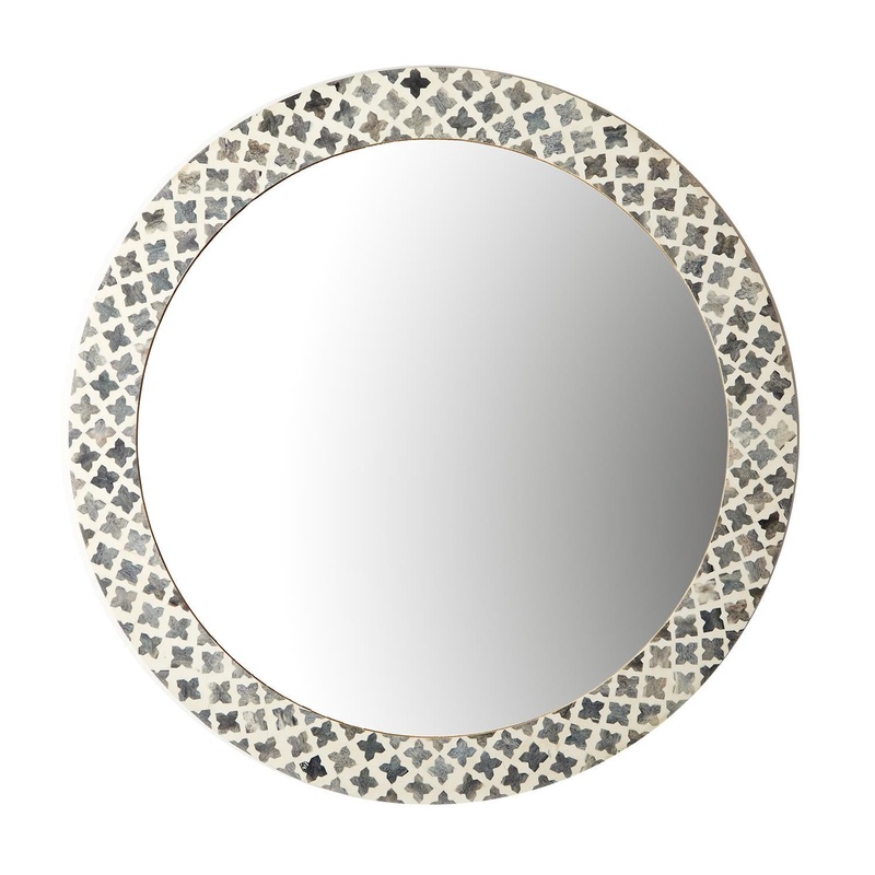Two’s Company Slate Quatrefoil Round Wall Mirror