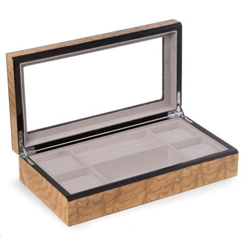 Bey Berk Lacquered Burl / Red Wood Valet / Jewelry Box