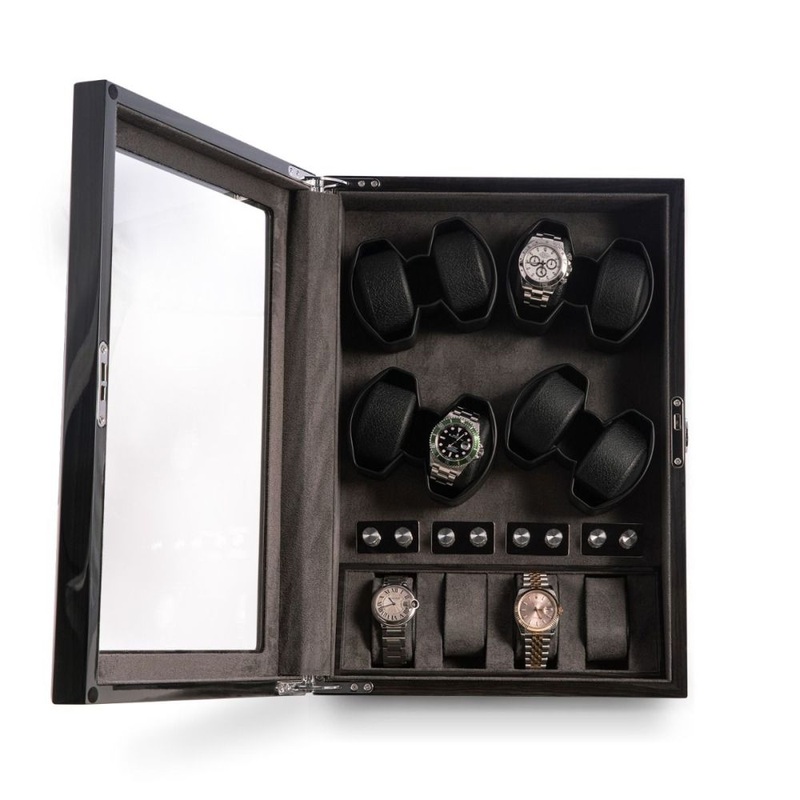 Bey Berk Louis Ash Wood High Laqcuer Eight Watch Winder and Storage Case