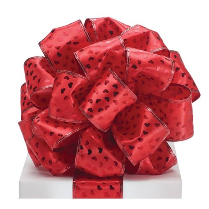 Burton & Burton Ribbon Red Heart On Red 20 Yards