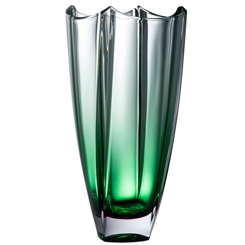 Galway Emerald Dune Square Vase, Crystal