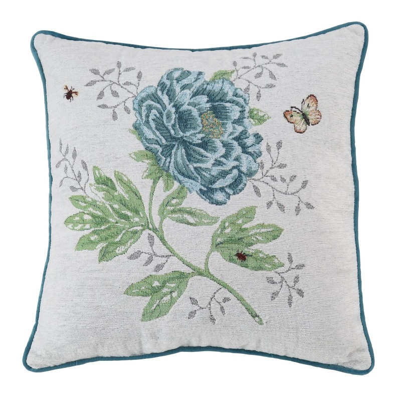Lenox Butterfly Meadow Tapestry Blue Plush Pillow – 18L
