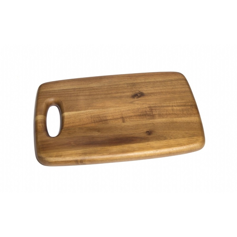 Lipper International Acacia Rectangle Cutting Board, Cut-Out Handle, Brown