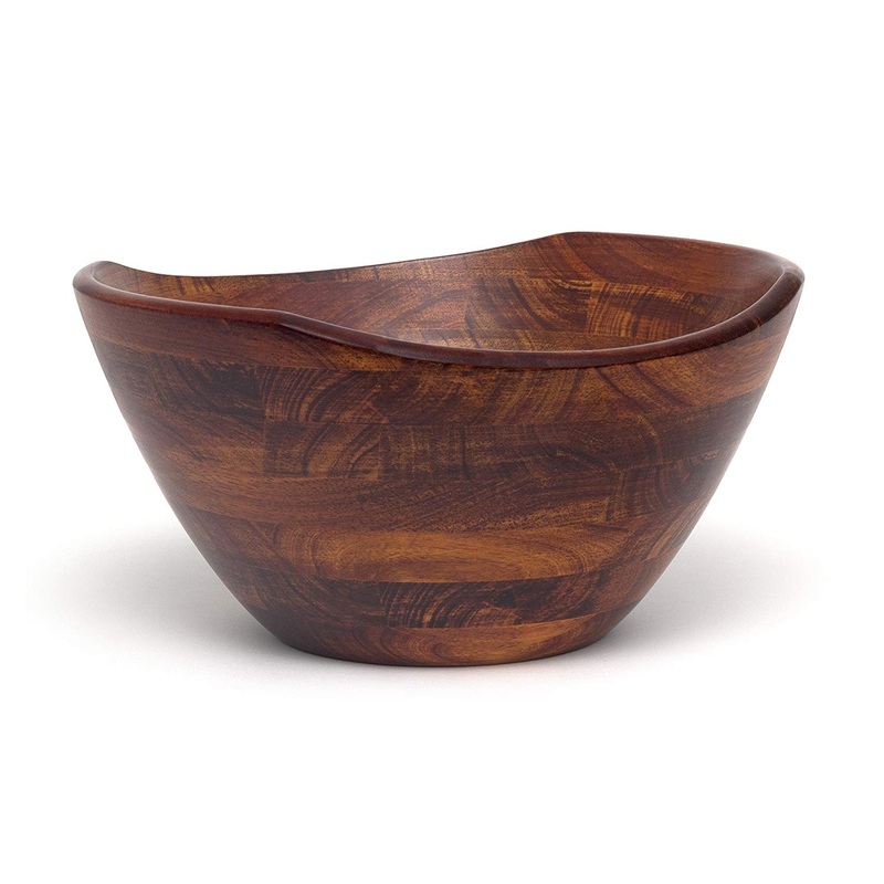 Lipper International Walnut Finish Wavy Rim Bowl