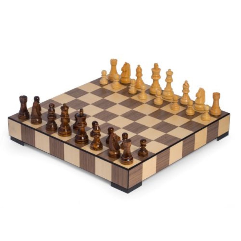 Bey Berk Inlay Chess and Checkers Set with Storage Drawer