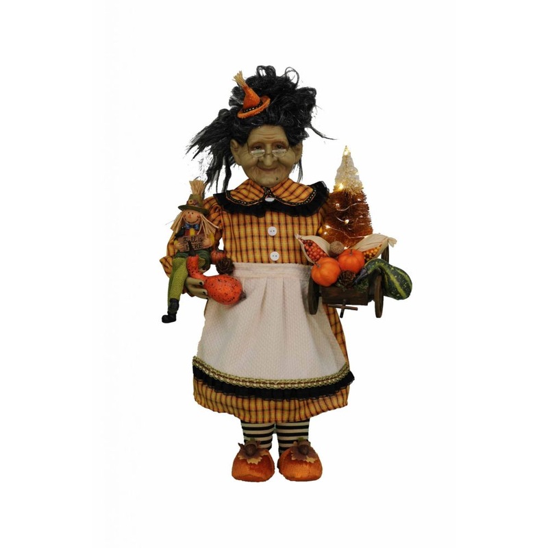 Karen Didion Originals Lighted Fall Harvest Witch Figurine, 21 Inches
