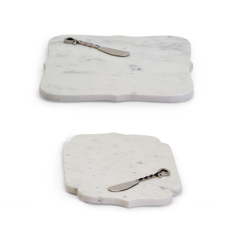 Marble Arabesque Serving Tray with Cheese Spreader Set, Assorted of 2 Designs