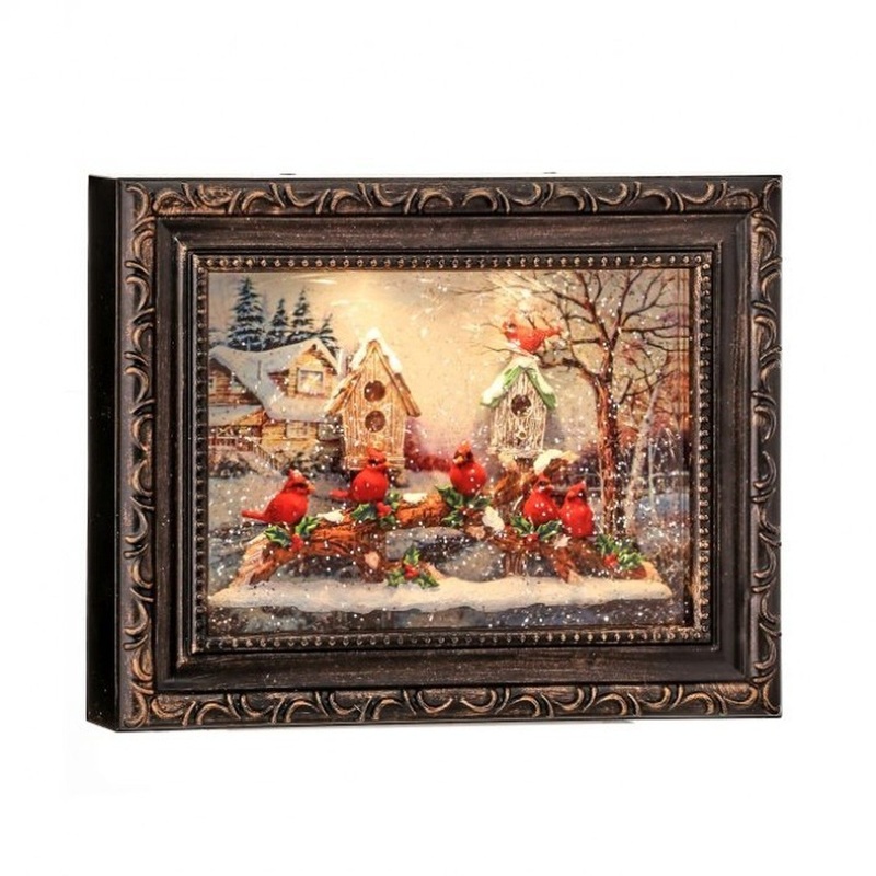 Regency International 10 LED Battery Timer Cardinals Frame Water Globe USB