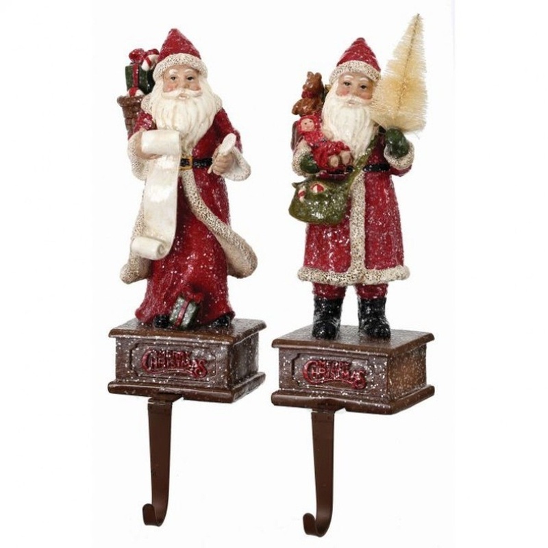 Regency International 12.5 Resin Vintage Santa Stocking Holder, S/2 Assortment