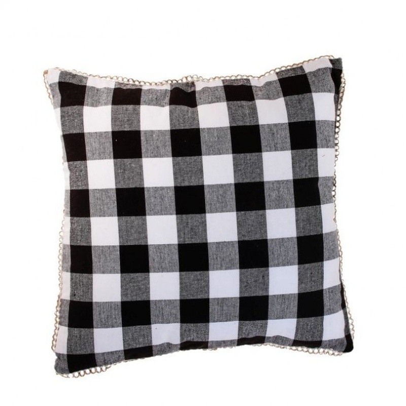 Regency International 16 x 16 Check Fabric Pillow