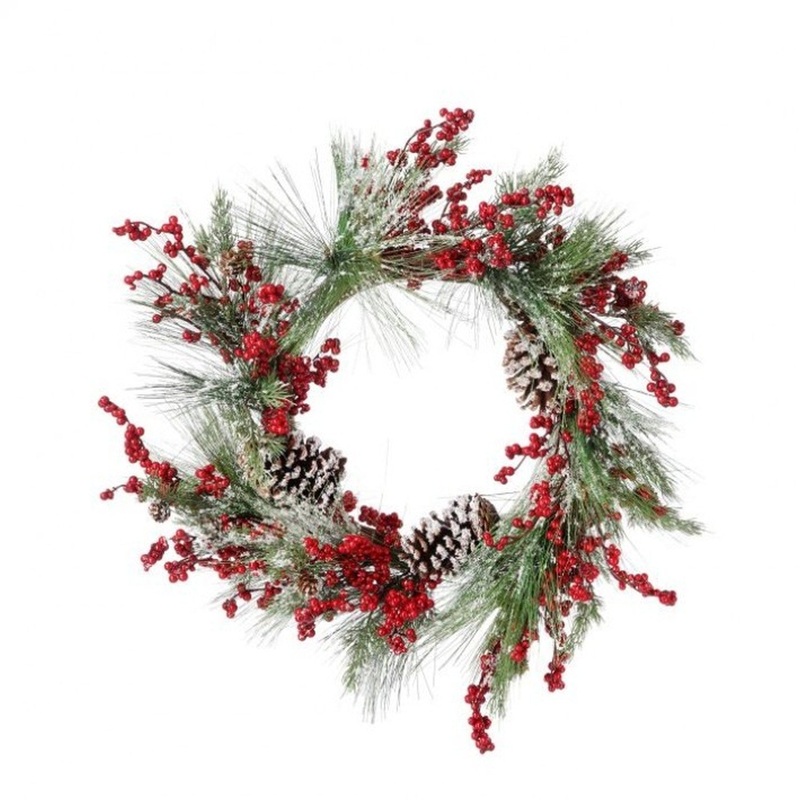 Regency International 22 Waterproof Berry Pine/Cedar with Cones Wreath
