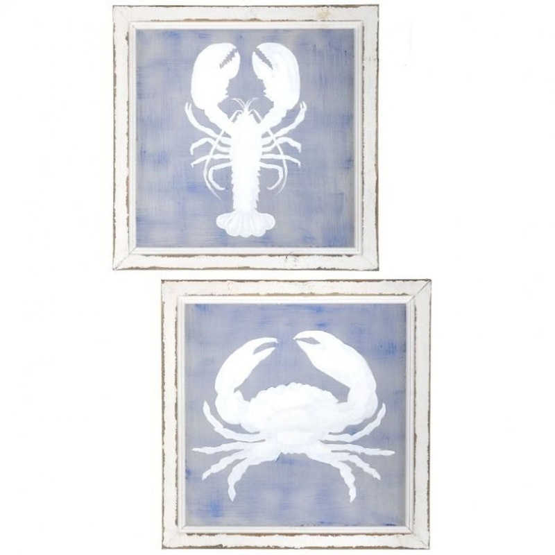 Regency International Painted Lobster & Crab Screen 16 x 16 Set of 2 Assortment