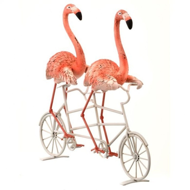 Regency International Resin & Metal Flamingos on Bike 11L