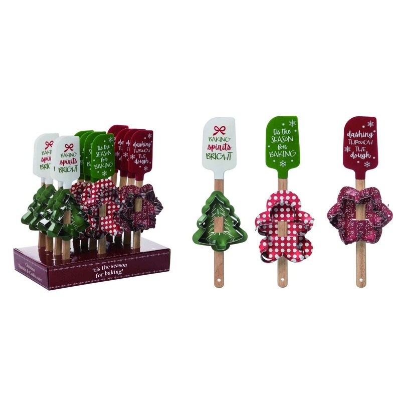 Silicone Christmas Spatula/Cookie Cutter Gift Set In Display Box Set Of 12