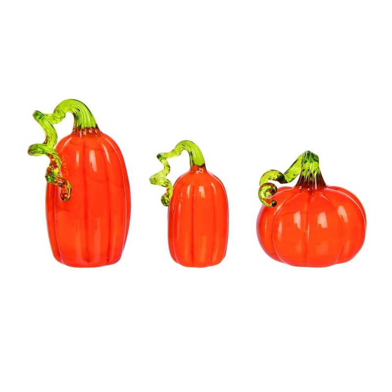 Transpac Glass Mini Orange Pumpkins Set Of 3