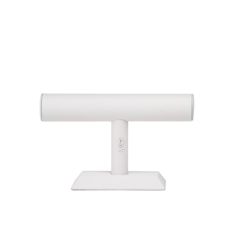 Two’s Company 2 Chic White T Bar Bracelet Display Faux Leather, 9.25