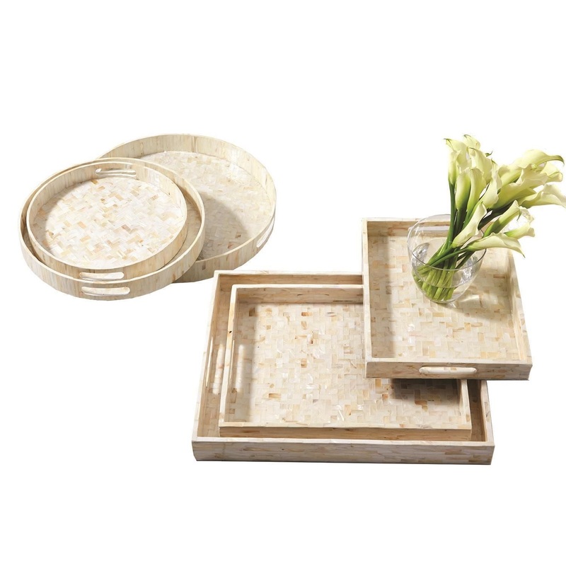 Two’s Company Assorted of 6 Lamina Mop Trays, 3 Set Each Style