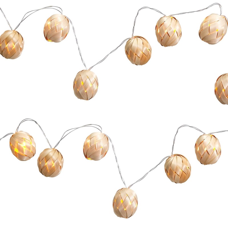 Two’s Company Bamboo Touch Ball String Lights.