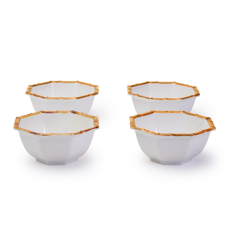 Two’s Company Bamboo Touch Set of 4 Octagonal Multipurpose Individual Bowls
