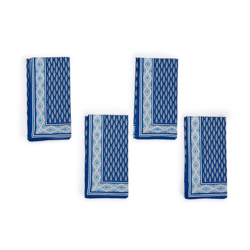 Two’s Company Blue Print Set Of 4 Napkins