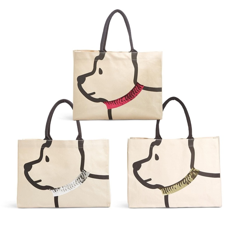 Two’s Company Dog Tote Bag Assorted 3 Collar Colors
